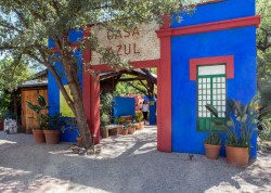 Colorful outdoor wall, as in Friday Kalo's Blue House in Mexico