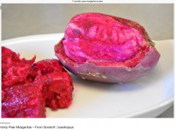 The Prickly Pear Cactus bud flesh - strained & cooked to make syrup